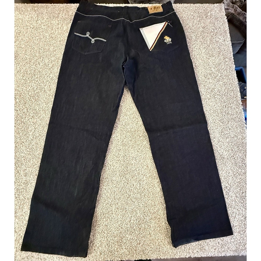 LRG Lifted Research Group Mens Baggy Wide Leg Dark Wash Denim Jeans Size 42x32